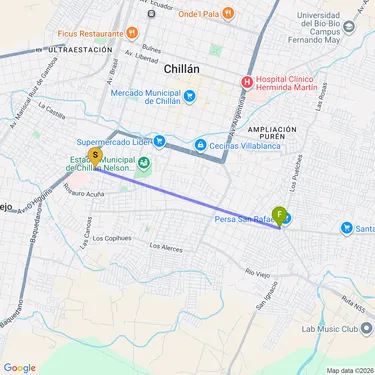 map of Parcours Rivière Chillán