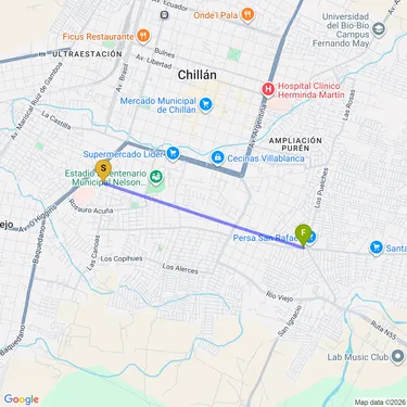 map of Ruta Río Chillán