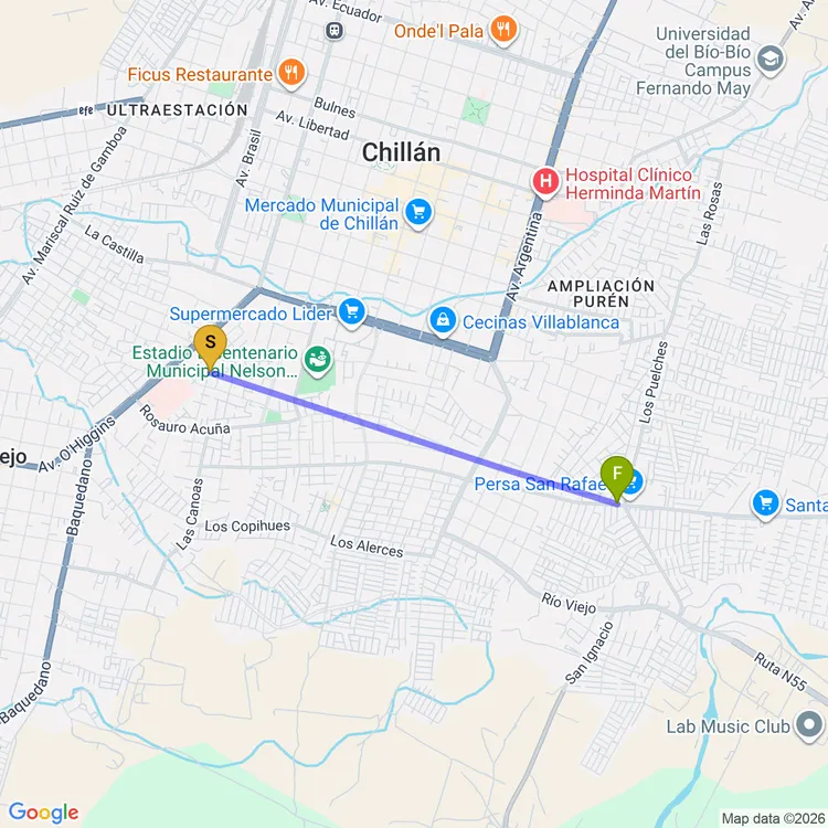 Mapa de Ruta Río Chillán